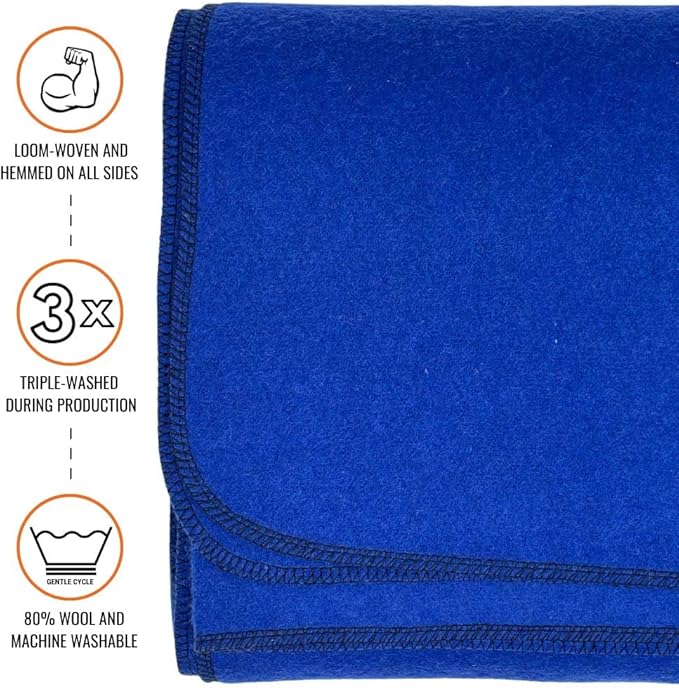 Arcturus Military Wool Blanket - Warm, Thick, Washable - Great for Outdoors, Camping, Stadium Blanket, Picnics, Travel - Car & Bushcraft Survival Kits