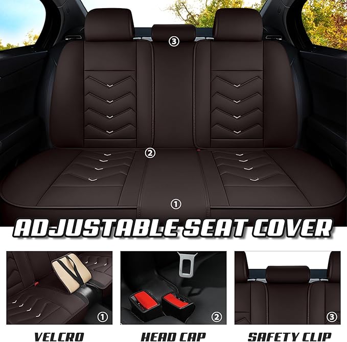 Car Seat Covers for Cadillac CTS 2003-2019, Premium Nappa Leather Car Seat Cover, Stylish Sport Seat Covers， Automobile Seat Cover Sets.(Standard 5 Seats/Coffee Color)