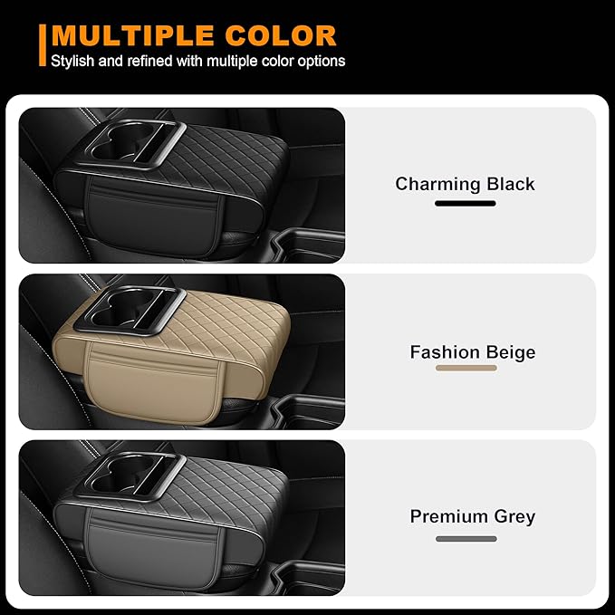 Armrest Cover for Car Fit for Jeep Compass - Center Console Cover with Cup Holders and 2 Storage Pockets(Beige)