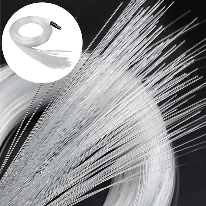 AKEPO End Glow Fiber Optic Light Cable 450pcs*9.8ft/3m*Ф0.03in/0.75mm, PMMA Optical Plastic Cable for LED Star Ceiling Sky Light Kit and Fiber Optical Lighting Decoration (Without Light Source)