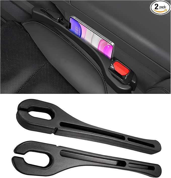 2 PCS Car Seat Gap Filler Organizer, Multifunctional Gap Fillers Between Seat and Center Console, Recessed Storage Organizer Stop Things from Dropping for Car Truck SUV (Black)