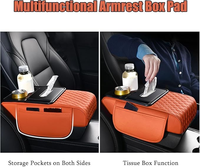 Car Armrest Center Console Cover for Ford Maverick 2022–2025, Center Console Pad with Cup Holder, Multifunctional Armrest Cushion,D Grey
