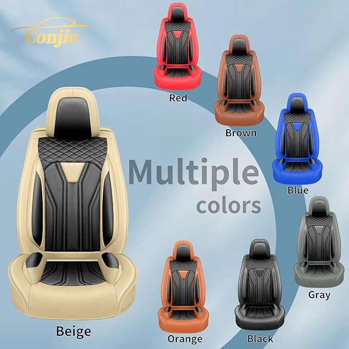 Fit Murano Car Seat Covers Compatible with Nissan Murano 2004-2025 2026 - Full Set Premium Leather， Waterproof Breathable， All-Weather Seat Cushion Protecto&Airbag Compatible （Beige & Black