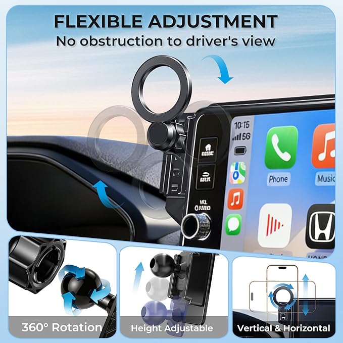 Car Phone Holder for Toyota Tundra 2022-2026 & Sequoia 2023-2026 (Only for 14-Inch Screen) 360° Rotation Magnetic Cell Phone Mount, Compatible with Magsafe, Does Not Affect Air Vent