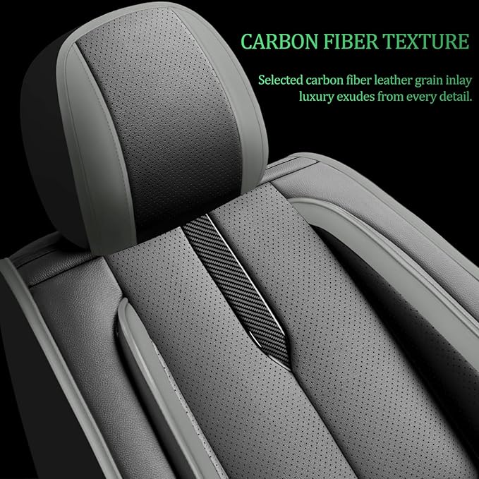 Fit Venza Car Seat Covers for Toyota Venza 2009-2024 2025 2026 -Upgraded Premium Waterproof & Breathable Leather,Airbag Compatible,All-Weather Seat Cushion Protector,2 Front/Black-Grey