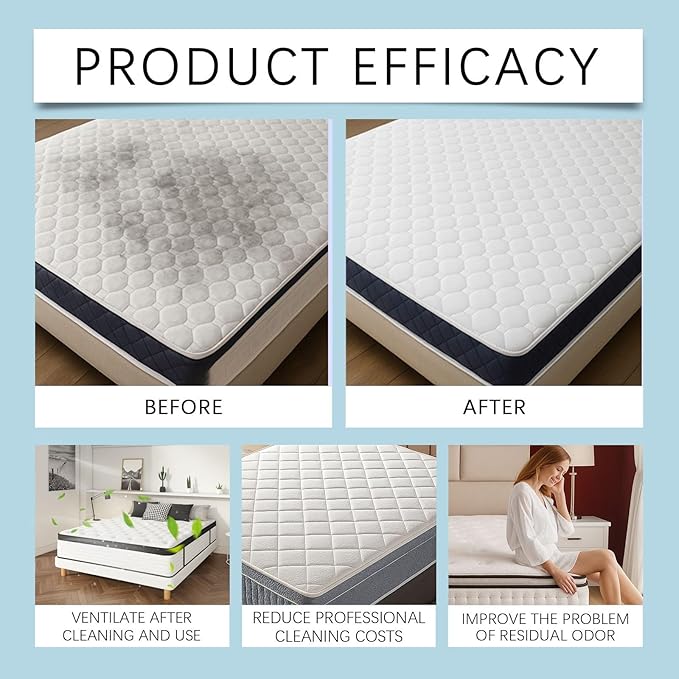 Powerful Mattress Dry Cleaning Foam, Mattress Cleaner and Stain Remover, No-Scrub Fabric Spot Remover for Yellow Stain, Blood, Wine, Coffee & Cosmetics on Mattress, Couch, Clothes, Car Seat& Rugs (2)