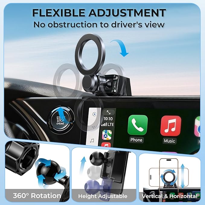 Car Phone Holder for BMW X5 2019-2023 & X6 2020-2023 & X7 2019-2022 (Only for 12.3-Inch Screen) 360° Rotation Magnetic Cell Phone Mount, Compatible with Magsafe, Does Not Affect Air Vent