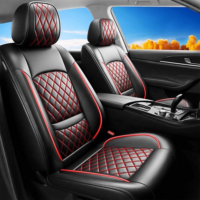 Fit for Venue Seat Covers Compatible with Hyundai Venue 2020-2026 - Waterproof Breathable Leather Automotive Seat Cushions Protector,Only 2 Front seat Covers(Redline)