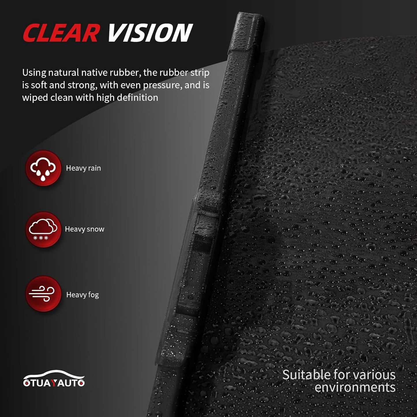 OTUAYAUTO Premium Windshield Wiper Blades - Replacement for Chevrolet Equinox 2018-2023 - Precision Fit, All-Weather Performance, Front and Rear Wiper Blades, J/U Hook - 24"+18"+13" (Pack of 3)