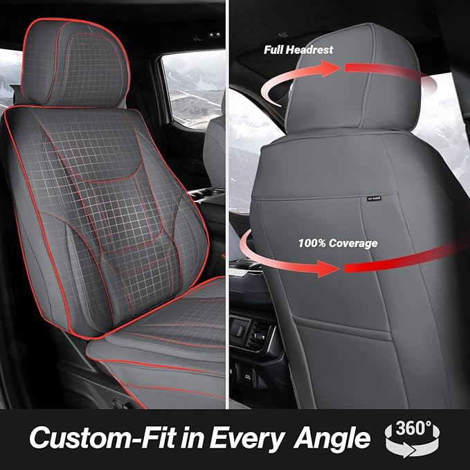 Coverland Custom Fit Car Seat Covers for SUV Compatible with [Buick Rainier, Chevy Trailblazer, Trailblazer EXT] Premium Waterproof Non-Slip Interior Seat Protector [Front Dark Gray - Size Chart A29]