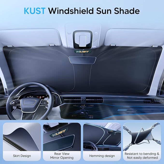 KUST Windshield Sun Shade Custom Fit for 2026 2025 2024 2023 2022 2021 Kia Sorento Accessories Sun Shade Front Windshield Sun Visor Foldable Thicker 5-Layer Block Heat and Sun UV Rays