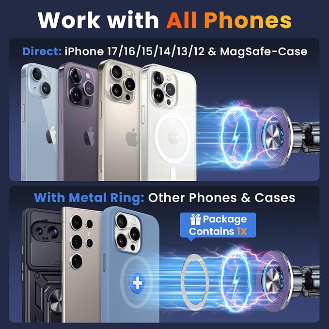 for MagSafe Magnetic Phone Holder for Car [2026 Upgraded Strongest Magnet] Car Mount Cell Stand for Dashboard Windshield Vent Compatible with iPhone 17/16/15/14/13/12 Android etc-Purple