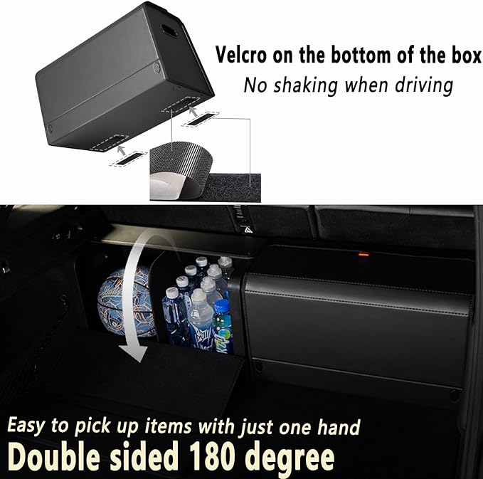 XDV Trunk Organizers, Car Organizers, Storage Solutions, and Car Storage Organizers for SUVs, Sedans, Back Seats, and Luxury Vehicles with Lid, Leather, Small, Large Car shoes box (Plain Black, M&L)