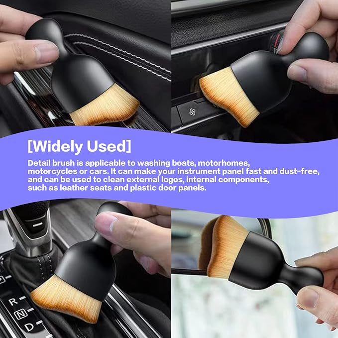 AOCISKA Car Interior Detailing Brush,Soft Bristle Cleaning Brush Car Detailing Brush Dusting Brush,Car Interior Cleaning Tool,Auto Detail Brush Car Dash Duster Brush (Black&White)