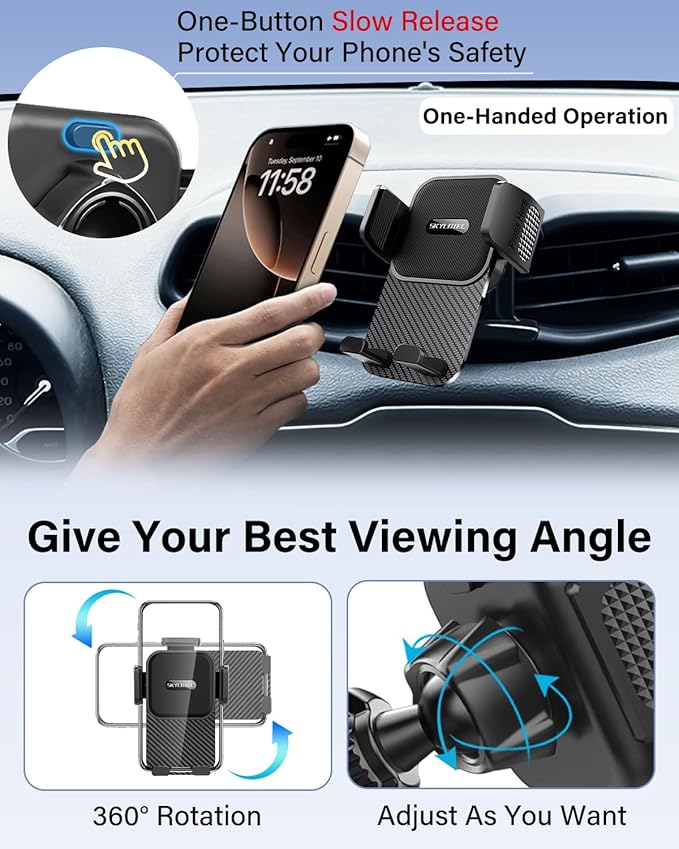 SKYLOTEC Car Phone Holder for Honda CR-V CRV 2017 2018 2019 2020 2021 2022 Accessories Automobile Cradles Phone Mount, Cell Phone Base Not Block Air Vent (Universal Holder)