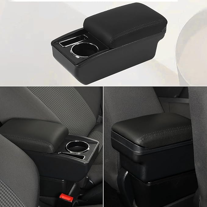 AULPHIKE Compatible with Ford Fiesta Armrest 3 MK7 2009-2017 Center Console Organizer Armrests Double Layer Storage Space with Cup Holder