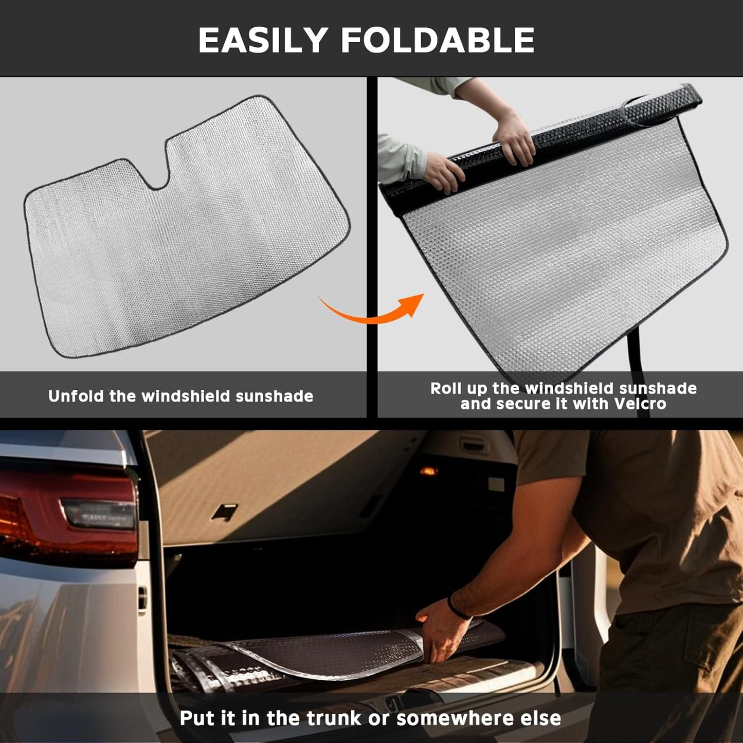 Windshield Sun Shade for Volkswagen VW Jetta 2019-2025 - 5-Layer Bubble Foldable Front Window Shade Sun Visor Accessories - Blocks Heat & UV Rays