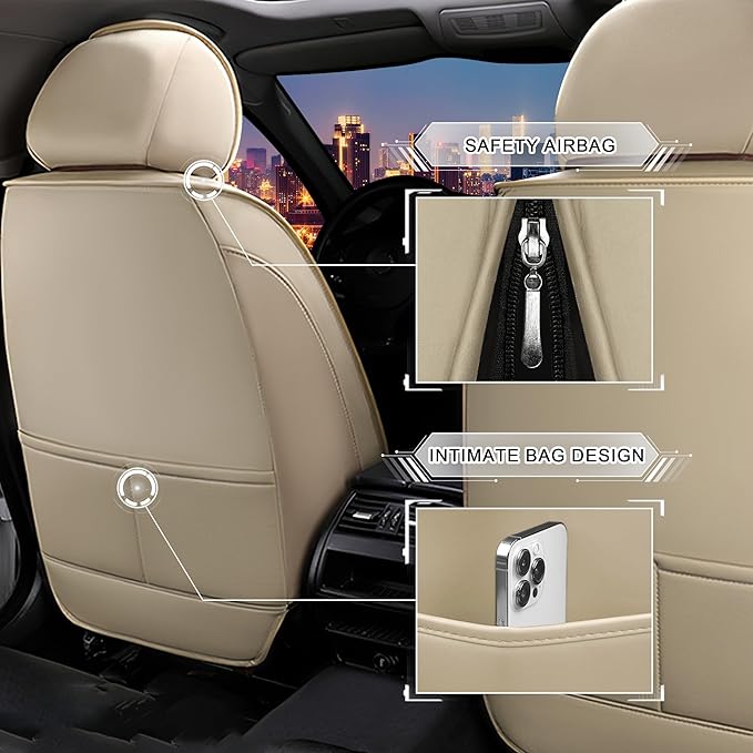 CTDS Car Seat Covers for Nissan Pathfinder 2000-2026, Stylish Sport Seat Cover, Premium Nappa Leather Car Seat Cover. Automobile Seat Covers Sets.(Luxury 5 Seats/Beige)