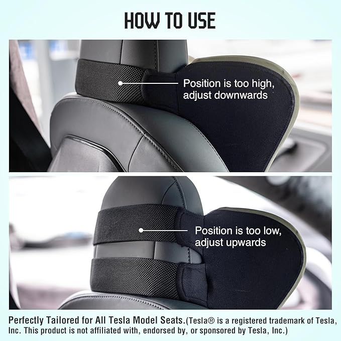 Car Neck Pillow for Driving Seat, Soft Memory Foam Headrest Pillow with Adjustable Strap and Removable Cover, Ergonomic Neck Support for Car, Office Chair, Gaming Chair – Dark Grey