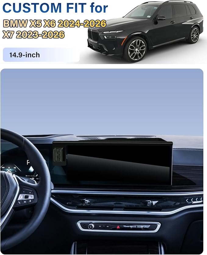 SKYLOTEC Phone Holder for BMW X5 X6 2024-2026/X7 2023-2026 Accessories 14.9-Inch Screen, Car Magnetic Phone Mount Compatible with MagSafe, Magnets 15W Fast Wireless Charger Cell Phone Base