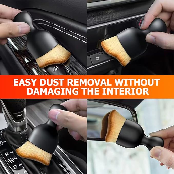 Blilo 2PCS Car Interior Detailing Brush with Dust Cover, Auto Soft Hair Cleaning Brushes, Scratch Free Curved Dirt Collectors, for Vehicle Dashboard Air Conditioner Vents Leather (3 Colors/2PCS)