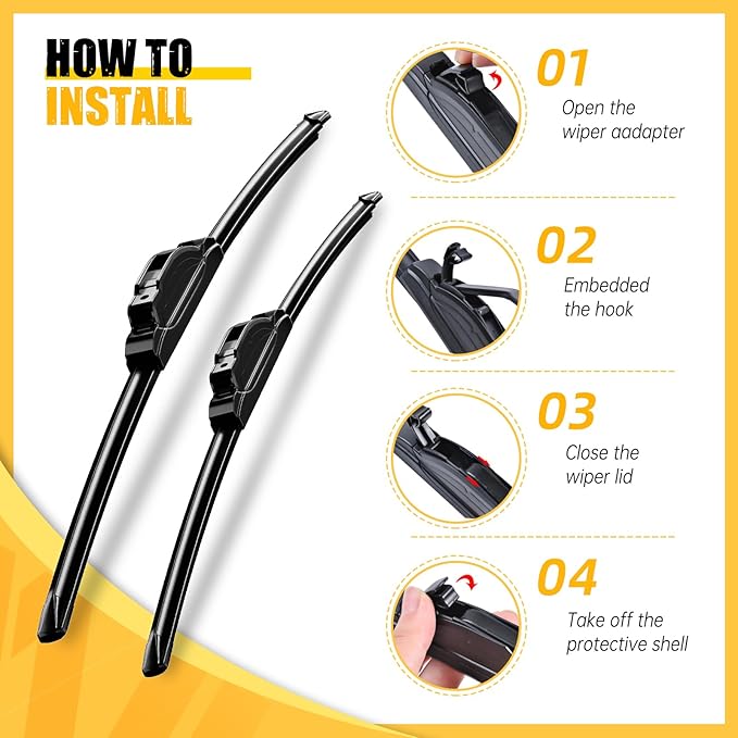 MIKKUPPA 24"+18"+14" Windshield Wiper Blades Replacement for 2013-2016 Mazda CX-5, Front & Rear Wiper Blades Set, Durable Stable Quiet All Season (Pack of 3)