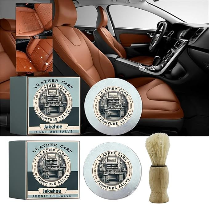 Leather Salve, 2025 Upgrade Leather & Wood Furniture Repair Salve with Brush, Furniture Salve for Leather Wood, Household Leather Upholstery Cleaners for Home, Easy to Apply (3pc)
