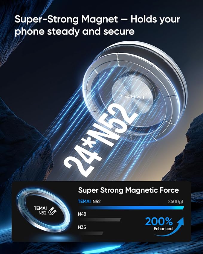 TEMAI MagSafe Phone Mount Dedicated for Tesla Model Y 2025 (Juniper) ONLY - No Damage Silicone - Fits iPhone 17 16 15 Pro Max - [Specifically for Center Vent Position]
