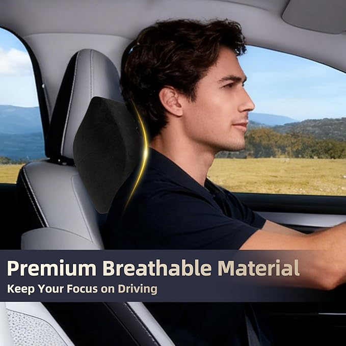 Car Neck & Lumbar Support Pillow Set for Ford Escape, Soft Memory Foam Headrest & Back Cushion, Ergonomic Comfortable Seat Support for Daily Driving and Long Trips Car Interior Accessories