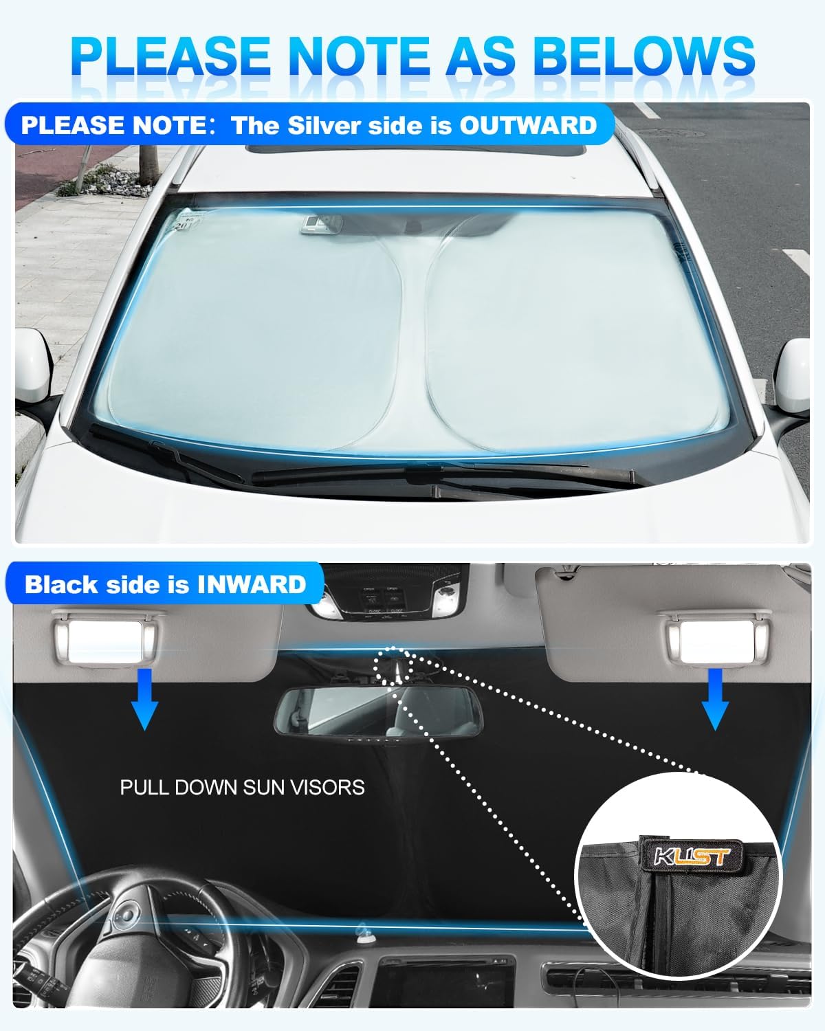 KUST Windshield Sun Shade for 2006–2010 Dodge Charger Window Shade Sun Visor Cover Foldable Blocks UV Rays Keep Your Car Cooler