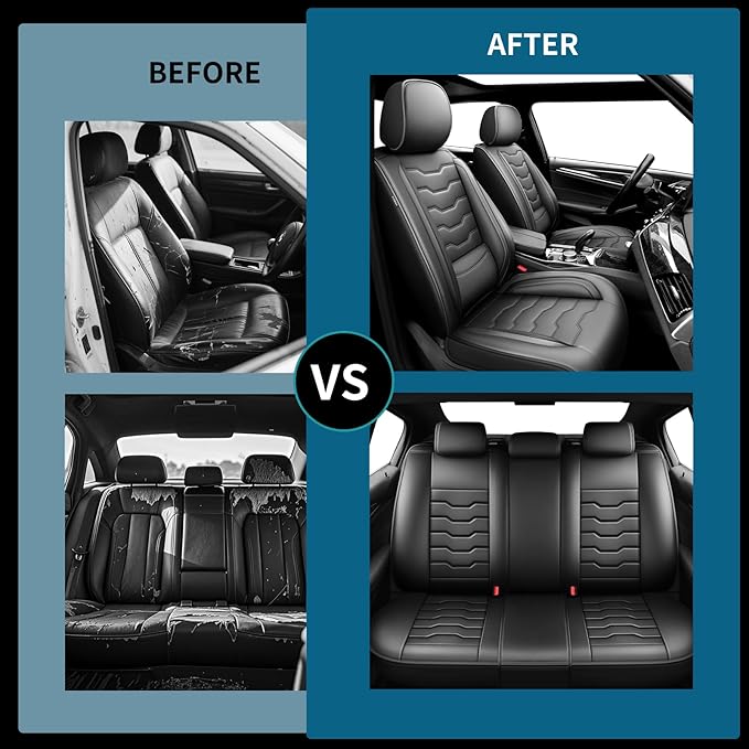 Fit CRV Car Seat Covers Premium Leather for Honda CRV cr-v 2011-2025 2026. Waterproof， Breathable, Scratch-Resistant & All-Weather Seat Cushion Protector (Full Set,Black)