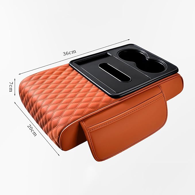 Car Armrest Center Console Cover for Acura Integra 2022–2025, Center Console Pad with Cup Holder, Multifunctional Armrest Cushion,A Black+Red