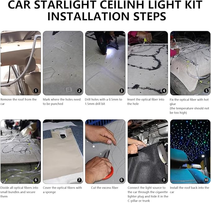 Starlight Headliner Kit,Twinkle + Music Sync Dual Color Fiber Optic Star Ceiling Lights with APP Remote Control, RGBW Star Lights for Car/Home Ceiling Decor, 1300pcs 9.8ft