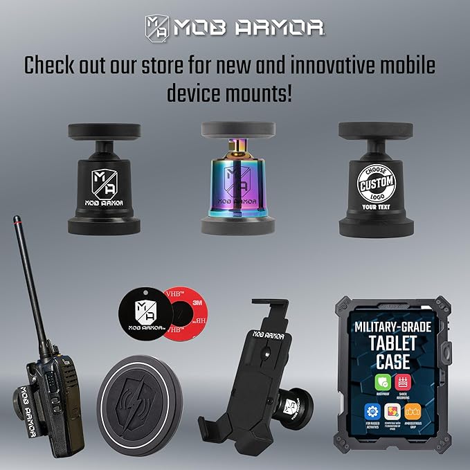 Mob Armor MobNetic Maxx - USA Assembled Magnetic Phone Holder for Car, Magnetic Car Phone Mount, 90-Degree Tilt, 360-Degree Rotation, Aluminum Metal, Compatible with iPhone & Android - Black