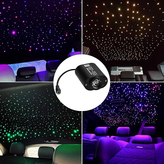 Small Size Car Twinkle Fiber Optic Starlight Headliner Kit, Sound-Activated APP& Remote Control Starlight Engine for Car Home, 400pcs 9.8ft