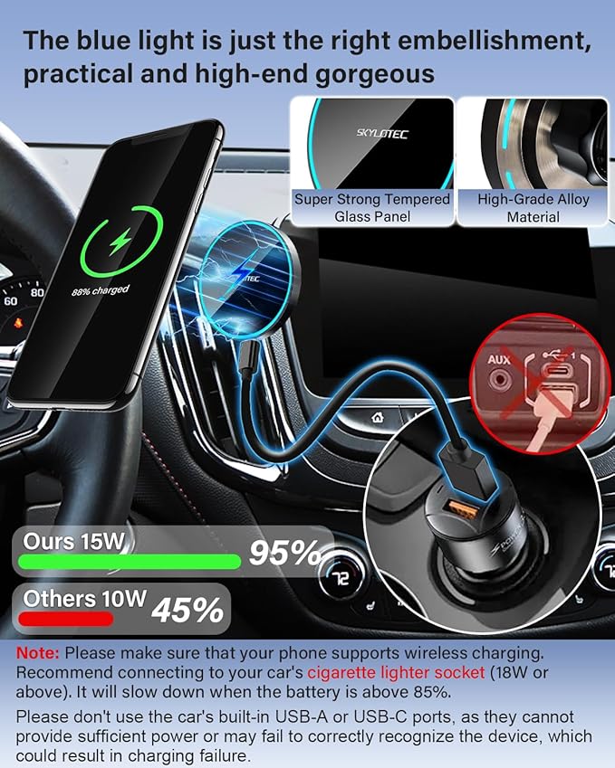 Phone Holder for Toyota Corolla 2020-2025/Corolla Cross Hybrid Hatchback 2022-2025 Accessories Car Magnetic Phone Mount Compatible with MagSafe, Strong Magnets Fast Wireless Charger Cell Phone Base
