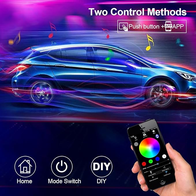 Dreamcolor Acrylic Interior Car LED Strip Light,RGB 6 in 1 Ambient Lighting Car with Wireless APP,175 Inches 600 LED Music Sync Led Lights Kits,16 Million Cars Interior Lights