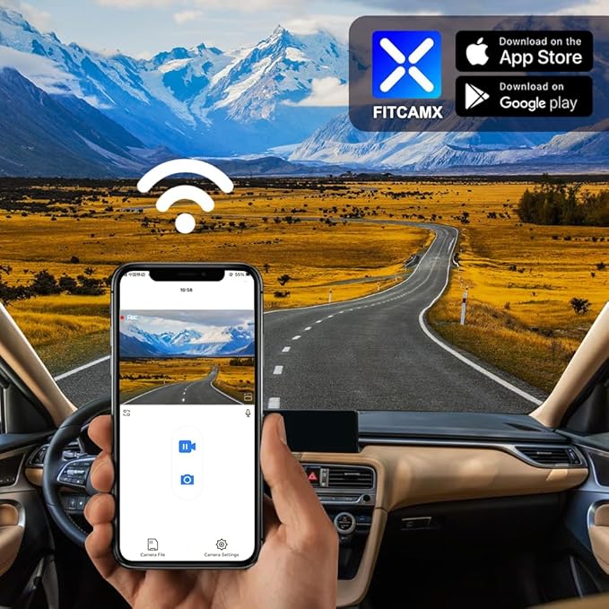 Fitcamx Front 2K+Rear 1080P Dash Cam Adapts for Genesis G70 2019-2026 (Part No Ends with#G9000), OEM Style, Dual HD Video, WiFi & APP, Loop Recording, Gravity Sensor, Easy to Operate, 64GB Card