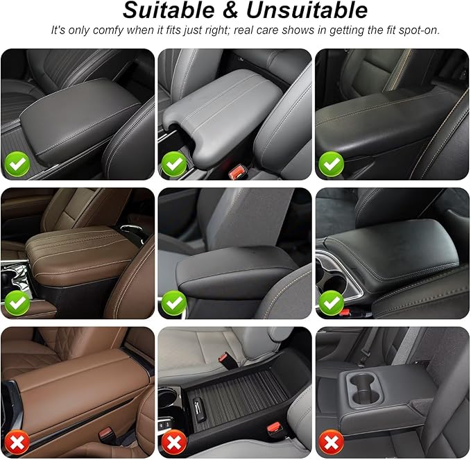 Center Console Cover Fit for Land Cruiser Faux Leather Car Armrest Cushion with Storage Bags, Cup Holder ＆ Phone Storage Multifunctional Middle Console Cover(Beige)