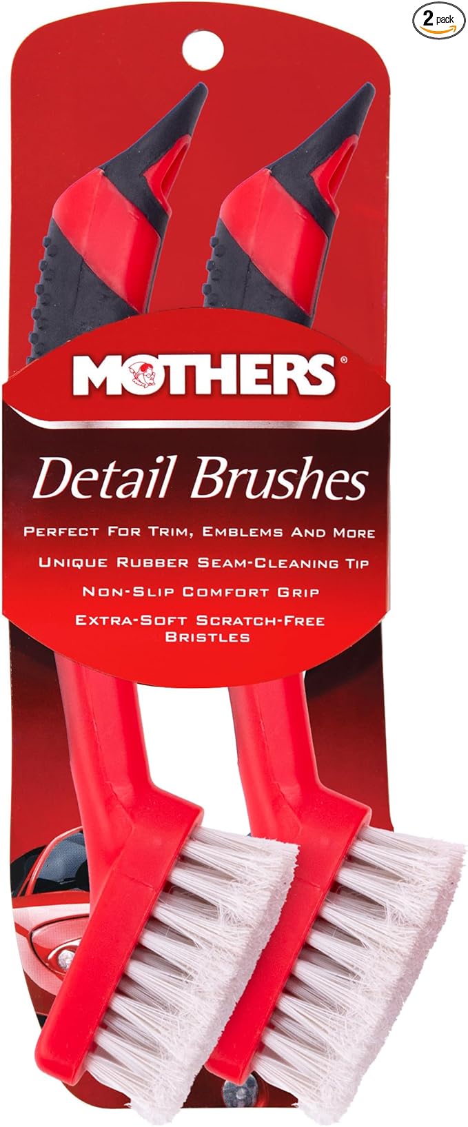 Mothers Car Detailing Brush for Stain and Hair Removal on Vinyl and Leather Seats - 2 Pack