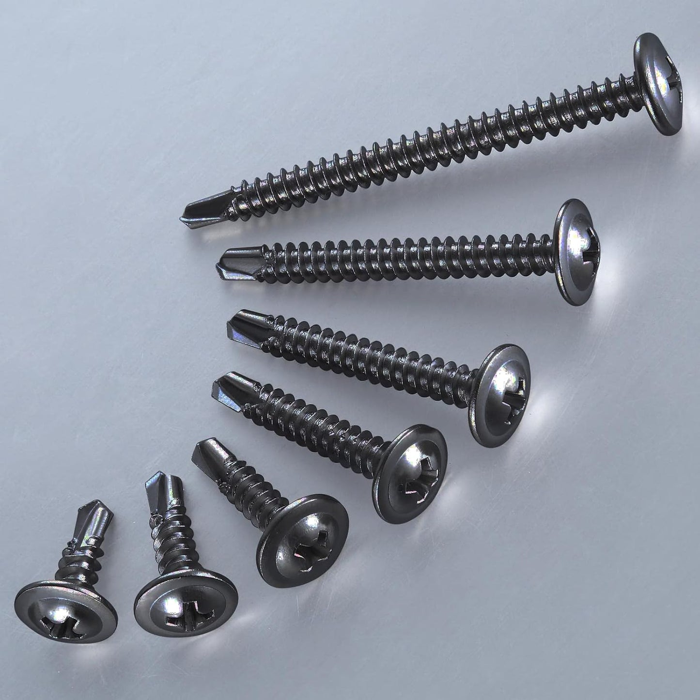(150 pcs) Wensilon #10×1-1/2” for Sheet Metal Self-Tapping Screws 410 Black Stainless Steel Truss Head High-Strength Quick Tapping