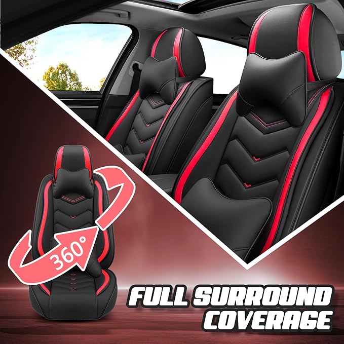 Car Seat Covers for Lexus ES 350 2007-2026, Premium Nappa Leather Car Seat Cover, Stylish Sport Seat Covers， Automobile Seat Cover Sets.(Luxury 5 Seats/Black Red)
