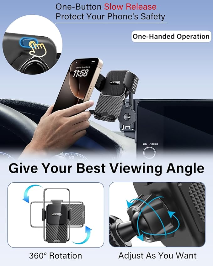 SKYLOTEC Phone Mount for Hyundai Elantra 2021-2024 2025 Accessories 10.25-Inch/8-Inch Screen Fixed Clip, Automobile Cradles Car Phone Holder, Cell Phone Base Not Block Air Vent