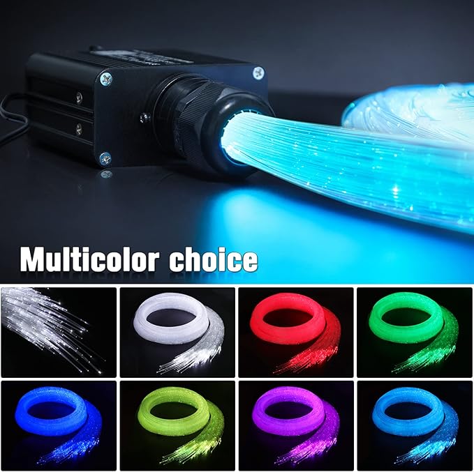16W Twinkle Starlight Headliner Kit, 260pcs*0.03in*6.5ft Fiber Optic Strands Bluetooth APP/Remote/Music Control, RGBW Car Star Ceiling Light Kit+Adapter+Car Use Plug for Home/Theater