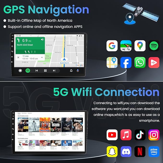 Car Stereo for Mazda 3 for 2010 2011 2012 2013 - with Wireless CarPlay Android Auto 9" Touchscreen 4+64GB GPS BT5.4 Backup Camera - Fit for Bose System