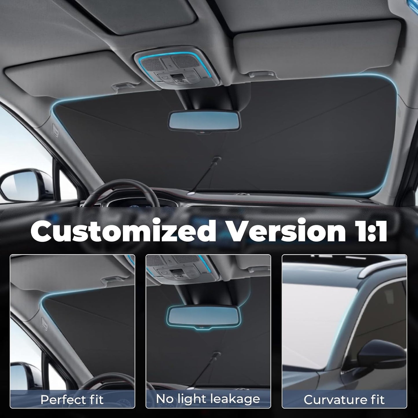 Windshield Sun Shade Umbrella: for Nissan Altima-2019-2024 - Front Custom Car Window Shades - Double Thickened Foldable Nissan Altima Sunshades Block UV Keep Cool