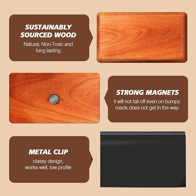 Car Air Freshener - Wood Air Freshener - Car Odor Eliminator - Long Lasting Scent - Auto Accessories -VISOR CLIP INCLUDED (Cabana-Amber-Pine)