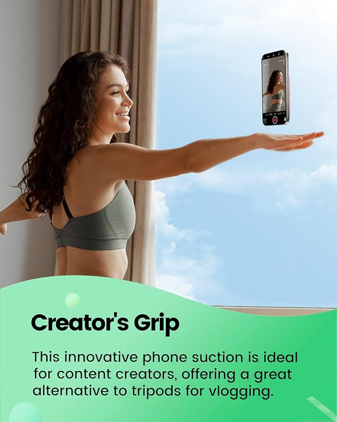 amBand Magnetic Suction Phone Grippy for MagSafe Case, Silicone Cup Sticky Mount for iPhone 12 13 14 15 16 17 Pro Max/Pro/Air/Plus, Hands-Free Selfie/Video for TikTok Creator/Influencer, Light Blue