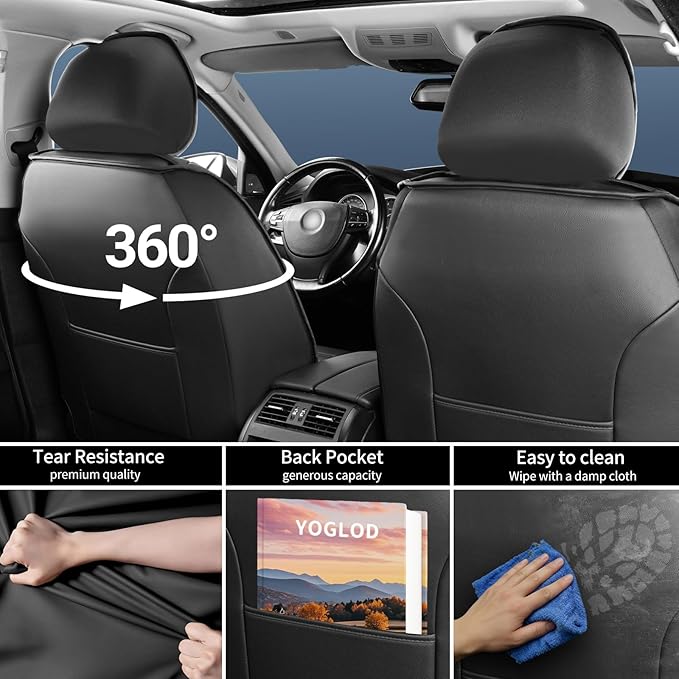 CX-50 Car Seat Covers Fit for Mazda CX-50 2023-2026, Full Coverage Premium Leather Waterproof Breathable Seat Covers, Automotive Seat Protectors, Airbag Compatible(Full Set Seats, Black-Blue)