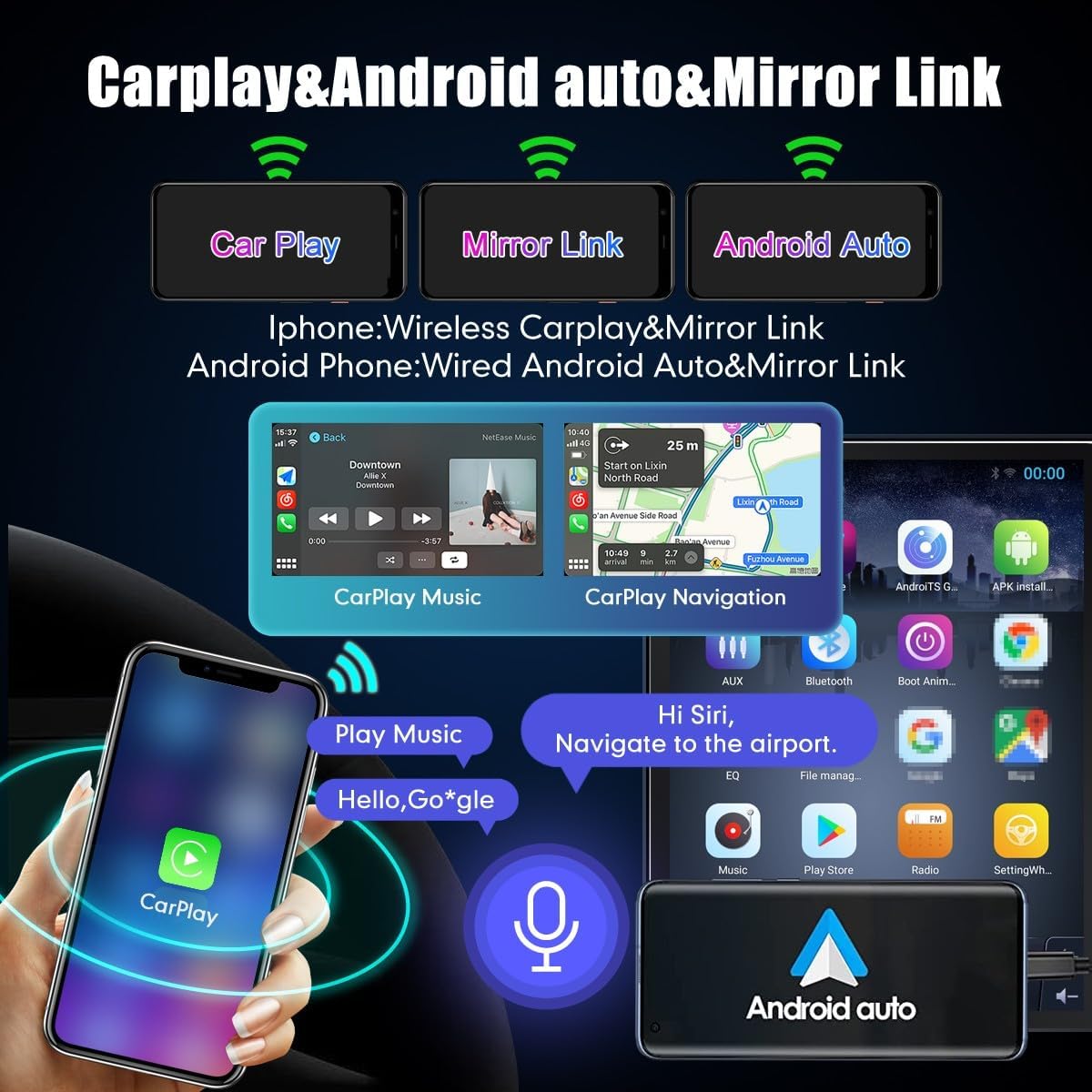 Kunfine Tesla Style Car CarPlay Android Auto Navigation Stereo GPS Radio Reverse Camera 9.7" IPS Touchscreen Headunit Tablet Media Player For Peugeot 301 13-22, if Applicable Quad Core 2G+32G Advanced